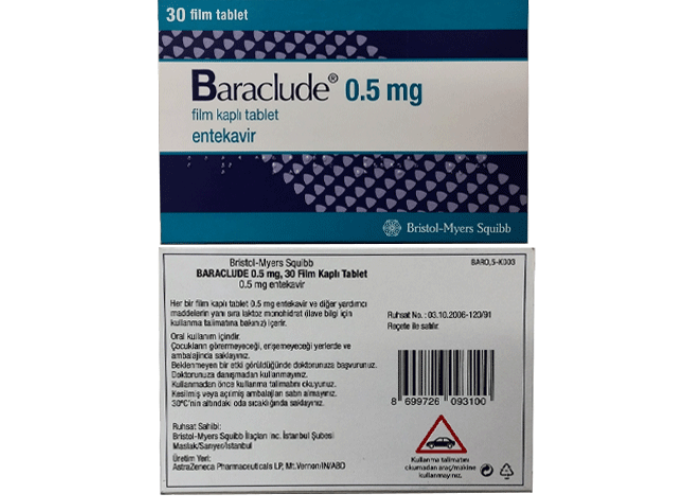 Thuốc Baraclude 0.5mg Bristol Myers Squibb điều trị viêm gan B mạn tính (Hộp 3 vỉ x 10 viên)