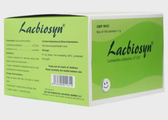 Thuốc bột Lacbiosyn BIDIPHAR bổ sung lợi khuẩn, điều trị phụ trợ tiêu chảy (100 gói x 1g)
