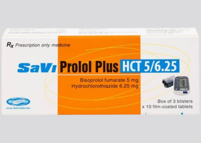 Thuốc Savi Prolol Plus HCT 5/6.25 kiểm soát tình trạng tăng huyết áp (3 vỉ x 10 viên)