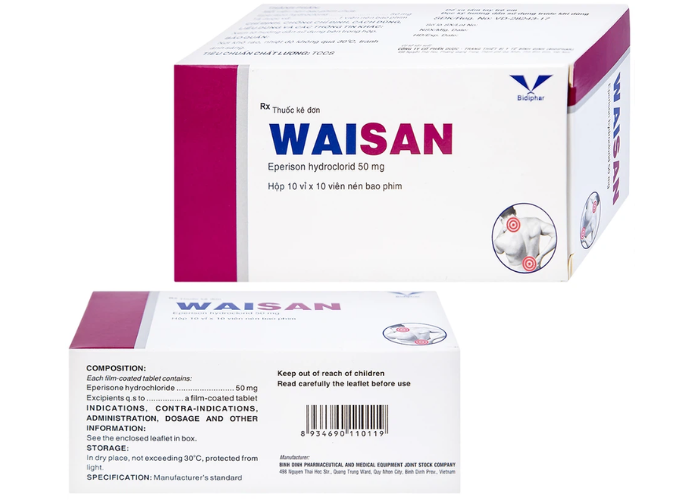 Thuốc Waisan 50mg Bidiphar cải thiện triệu chứng tăng trương lực cơ (10 vỉ x 10 viên)