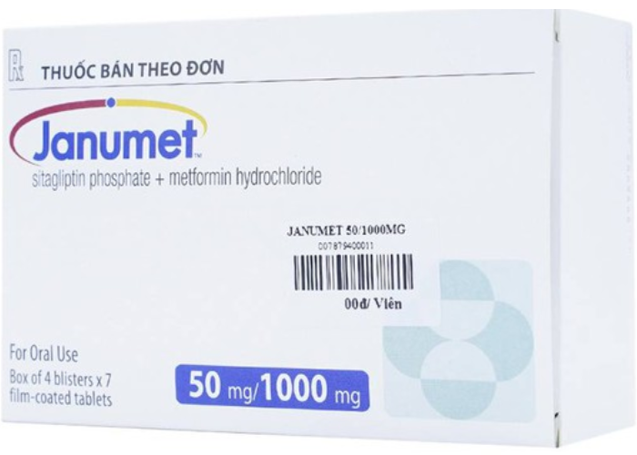 Viên nén Janumet 50mg/1000mg MSD điều trị đái tháo đường típ 2 (4 vỉ x 7 viên)
