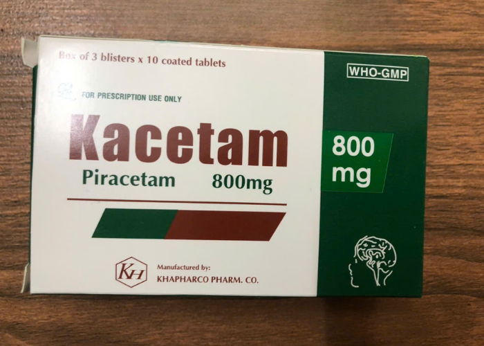 Viên nén Kacetam 800mg Khapharco điều trị rung giật cơ có nguồn gốc vỏ não, thiếu máu não (10 vỉ x 10 viên)