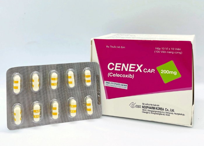 Thuốc Cenex Cap. 200mg được dùng để điều trị thoái hóa khớp, viêm khớp dạng thấp,viêm cột sống dính khớp,…(Hộp 10 vỉ x 10 viên)