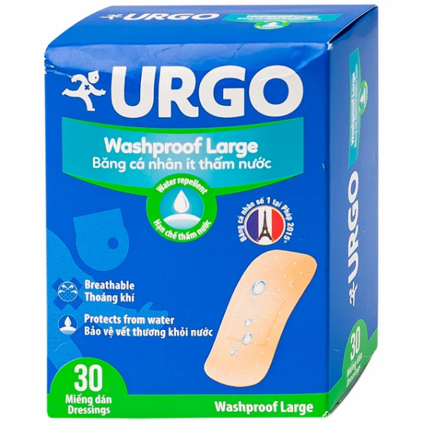 bang-ca-nhan-urgo-washproof-large-ban-to-it-tham-nuoc-hop-30-mieng Băng cá nhân Urgo Washproof Large bản to ít thấm nước (Hộp 30 Miếng)