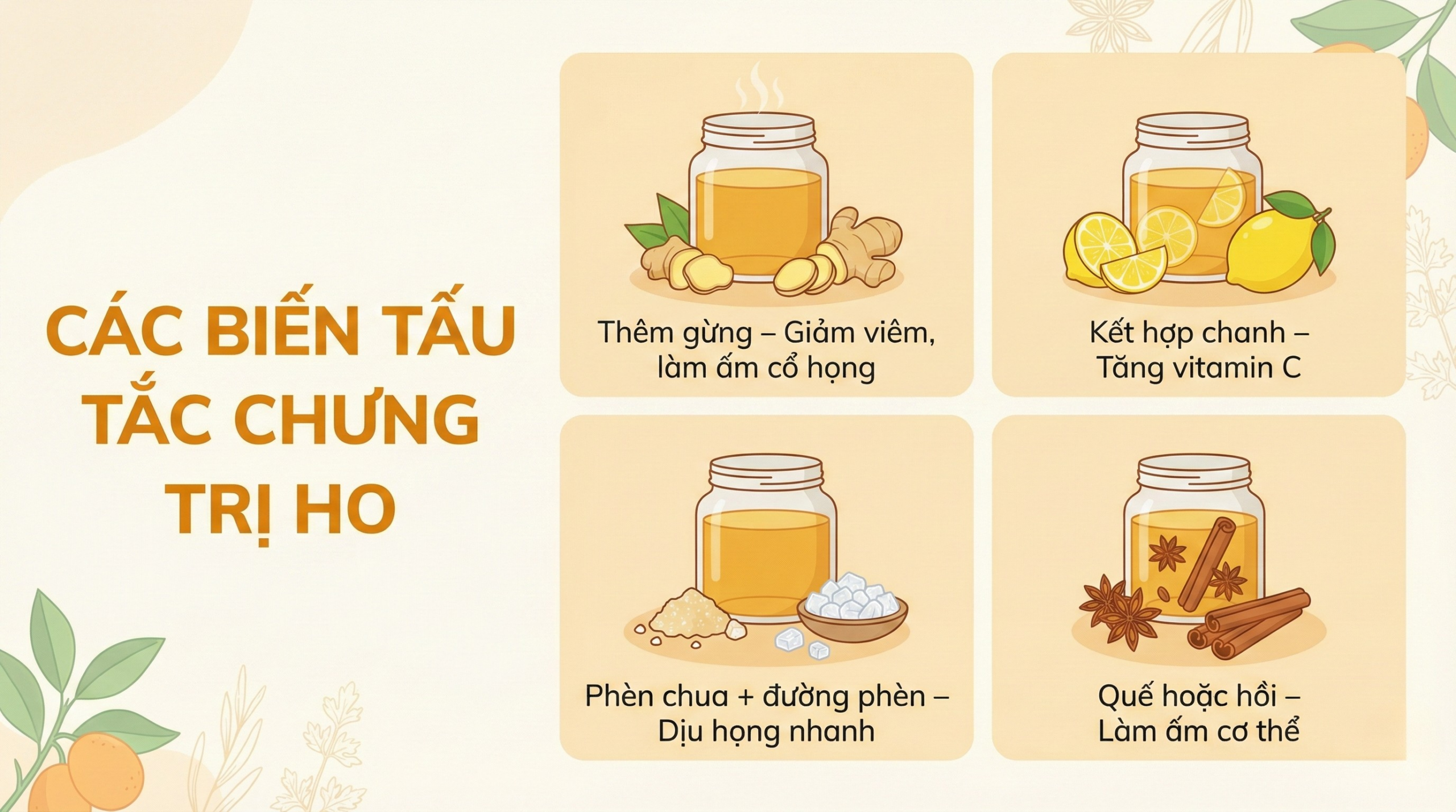Cách biến tấu tắc chưng trị ho