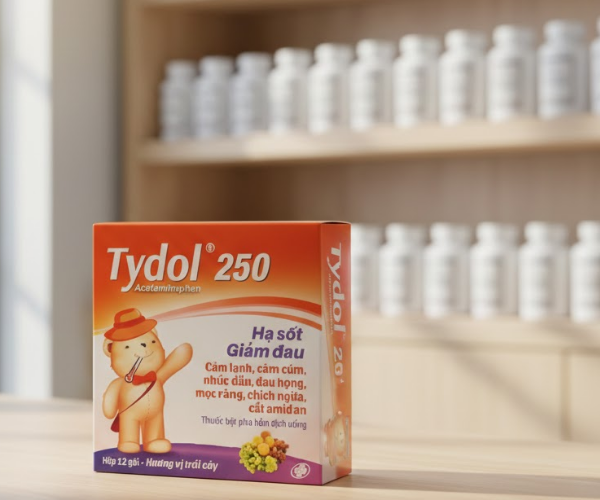 Gói bột Tydol 250mg giảm đau từ nhẹ đến vừa và hạ sốt (Hộp 12 Gói x 1.5g)
