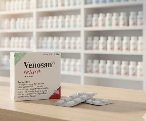 Thuốc Venosan Retard 263.2mg hỗ trợ điều trị suy giãn tĩnh mạch, giảm đau chân, nặng chân, chuột rút (Hộp 10 vỉ x 10 viên)