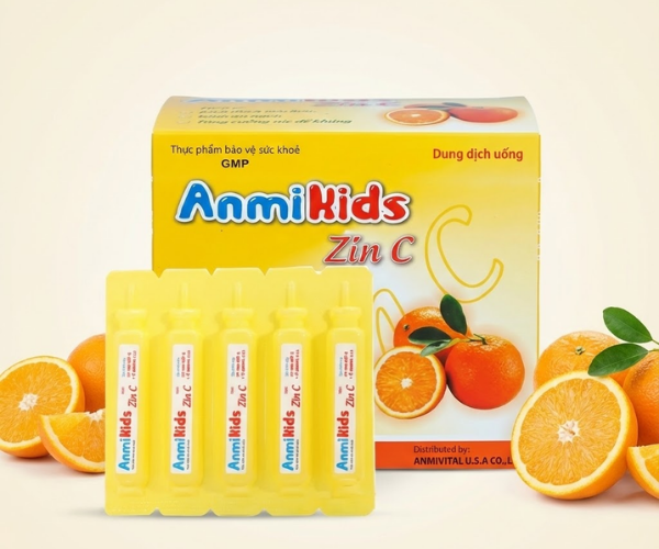 Ống AnmiKids Zin C bổ sung vitamin C và kẽm (Hộp 20 Ống x 10ml)