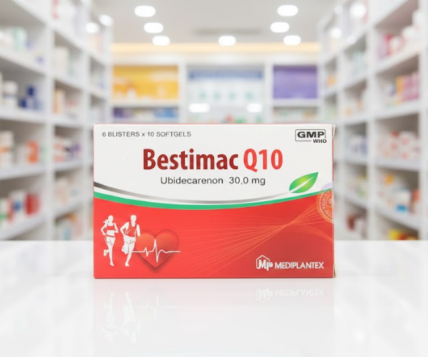 Thuốc Bestimac Q10 30mg điều trị tăng cholesterol máu, suy tim sung huyết (Hộp 6 Vỉ x 10 Viên)