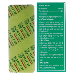 Thuốc Eucalyptin 100mg hỗ trợ sát khuẩn hô hấp (Hộp 10 Vỉ x 10 Viên)