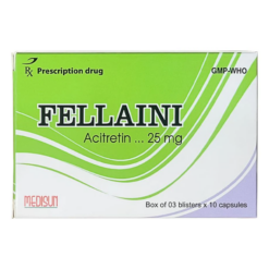 Thuốc Fellaini 25mg điều trị vẩy nến và bệnh ngoài da (Hộp x 3 Vỉ x 10 Viên)