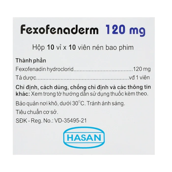 thuoc-fexofenaderm-120mg-tri-viem-mui-di-ung-may-day-hop-100-vien (2) Thuốc Fexofenaderm 120mg trị viêm mũi dị ứng, mày đay (Hộp 100 Viên)