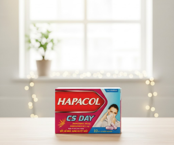 Thuốc Hapacol CS Day DHG điều trị sốt, sổ mũi, sung huyết mũi (Hộp 10 vỉ x 10 viên)