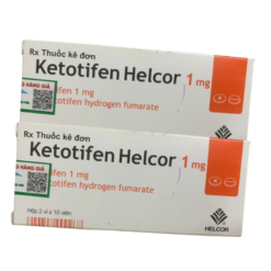 Thuốc Ketotifen Helcor 1mg điều trị viêm mũi dị ứng (Hộp 2 Vỉ x 10 Viên)