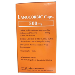 Thuốc Lanocorbic Caps 500mg bổ sung vitamin C (Hộp 10 Vỉ x 10 Viên)