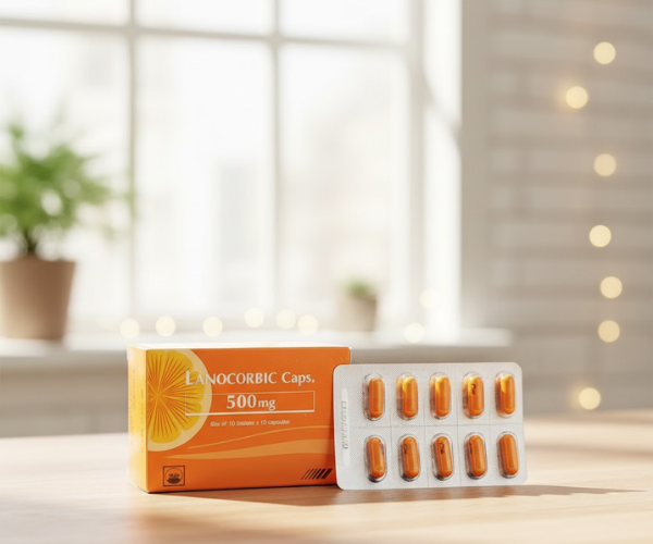 Thuốc Lanocorbic Caps 500mg bổ sung vitamin C (Hộp 10 Vỉ x 10 Viên)