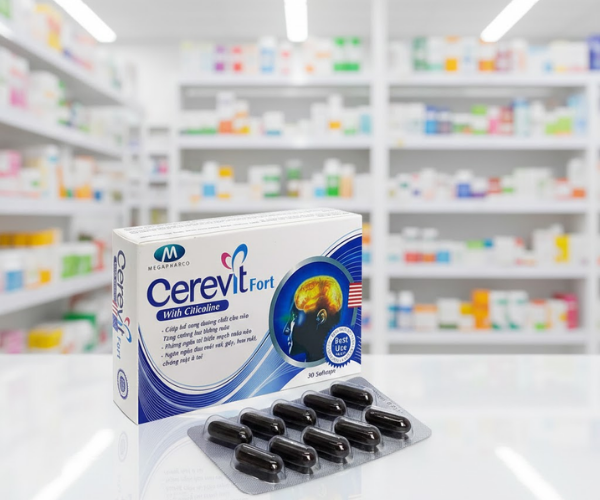 Viên uống Cerevit Fort bổ sung dưỡng chất cho não, tăng cường lưu thông máu (Hộp 3 Vỉ x 10 Viên)