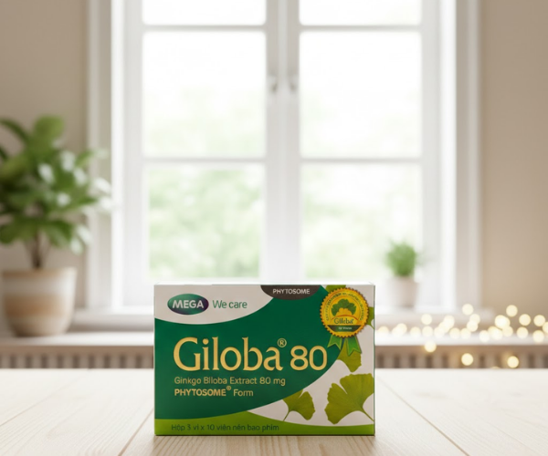 Viên uống Giloba 80 hỗ trợ tăng cường tuần hoàn não, cải thiện trí nhớ (Hộp 3 Vỉ x 10 Viên)