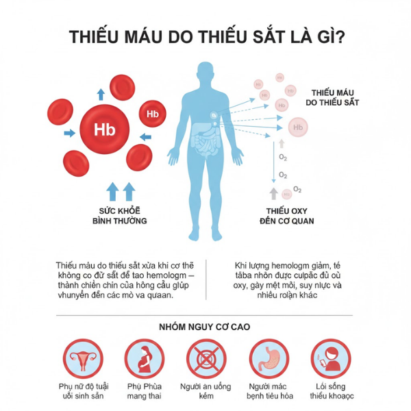 Thiếu máu do thiếu sắt là gì & Các triệu chứng thiếu máu do thiếu sắt