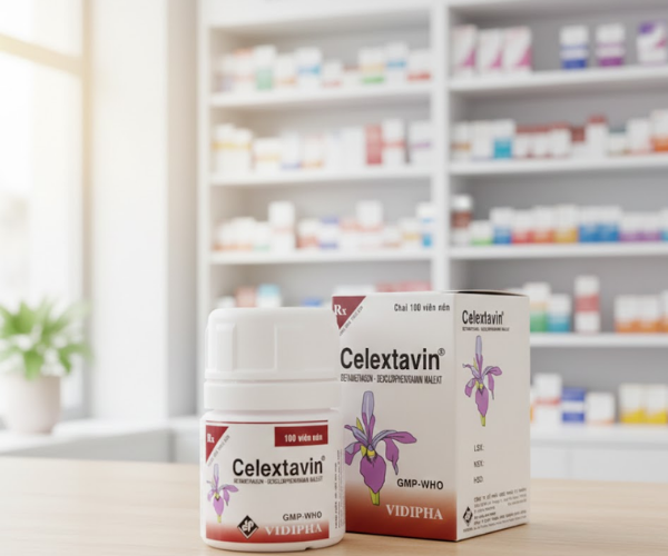Thuốc Celextavin Vidipha điều trị dị ứng hô hấp, da và mắt, kiểm soát viêm và giảm tiết dịch (Lọ 100 viên)