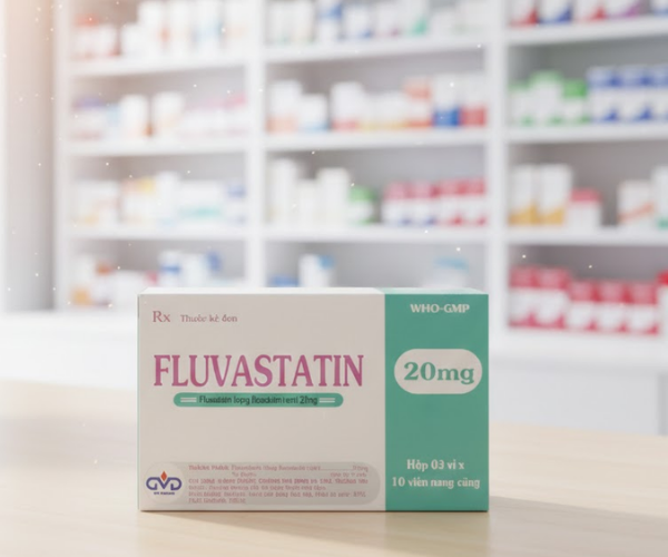 Thuốc Fluvastatin điều trị rối loạn lipid máu và dự phòng các bệnh lí về tim mạch (Hộp 3 vỉ x 10 viên)
