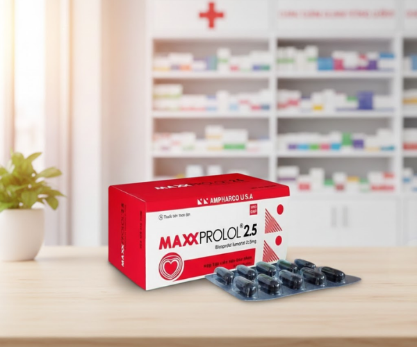 Thuốc Maxxprolol 2.5 điều trị tăng huyết áp, suy tim, đau thắt ngực (Hộp 10 vỉ x 10 viên)