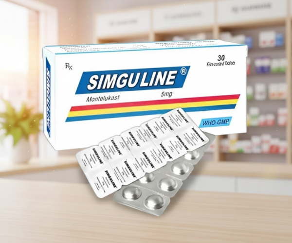 Thuốc Simguline 5mg điều trị bệnh lý hen suyễn và dị ứng với vai trò là liệu pháp dự phòng (Hộp 3 vỉ x 10 viên)
