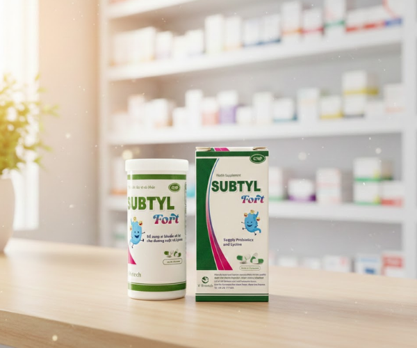 Thuốc Subtyl Fort giảm dấu hiệu loạn khuẩn đường ruột và bổ sung Lysine, lợi khuẩn (Lọ 20 viên)