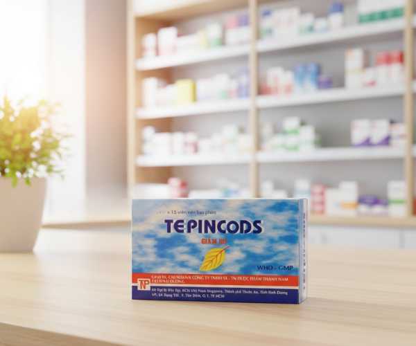 Thuốc Tepincods điều trị viêm phế quản, viêm họng (Hộp 20 vỉ x 15 viên)