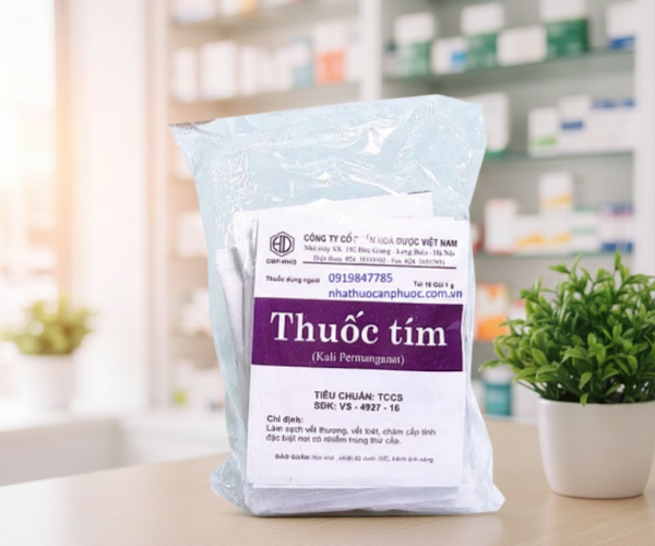 Thuốc Tím 1g làm sạch vết thương, vết loét, chàm cấp tính (Hộp 10 gói x1g)