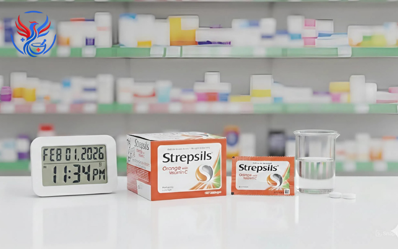 Viên ngậm Strepsils Orange with Vitamin C điều trị đau họng (50 gói x 2 viên)