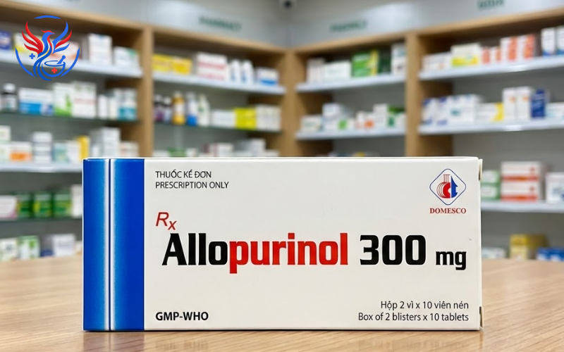 Thuốc Allopurinol 300mg điều trị tăng acid uric máu, sỏi thận (Hộp 2 Vỉ x 10 Viên)