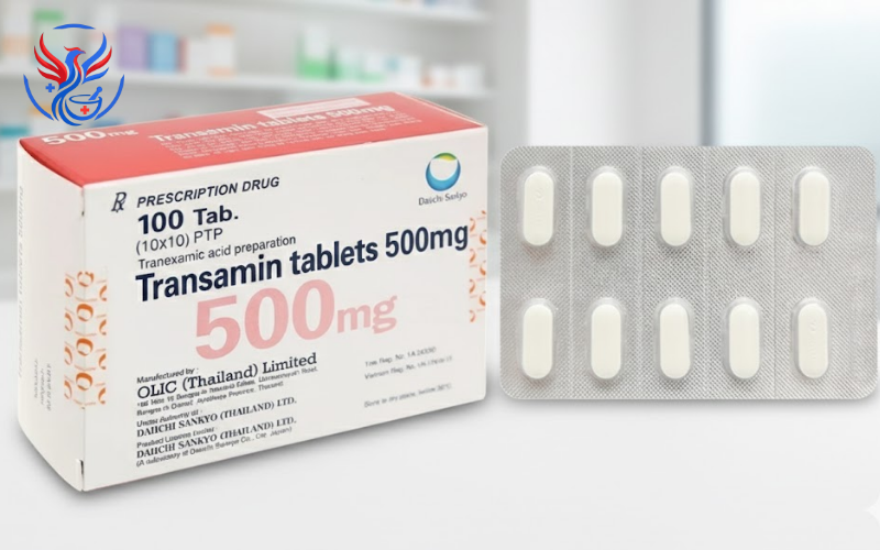 Thuốc Transamin Capsules 500mg trị chảy máu do tăng tiêu firin (Hộp 10 Vỉ x 10 Viên)