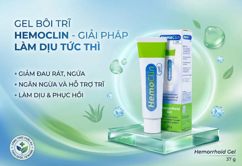 Gel bôi trĩ Hemoclin hỗ trợ giảm triệu chứng trĩ nội, trĩ ngoại (Tuýp 37g)