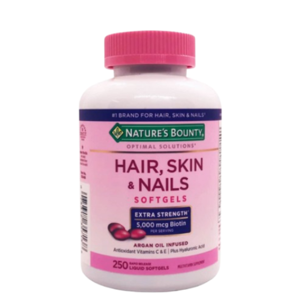 Hair, Skin & Nails Nature's Bounty hỗ trợ giảm gãy rụng tóc, dưỡng da sáng mịn, cải thiện móng giòn yếu, tăng cường dưỡng chất thiết yếu (Hộp 250 viên) Hair, Skin & Nails Nature's Bounty hỗ trợ giảm gãy rụng tóc, dưỡng da sáng mịn, cải thiện móng giòn yếu, tăng cường dưỡng chất thiết yếu (Hộp 250 viên)